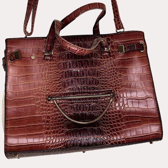 Parfois Alligator Purse Shoulder Bag Handbag Brown bv - Picture 1 of 16